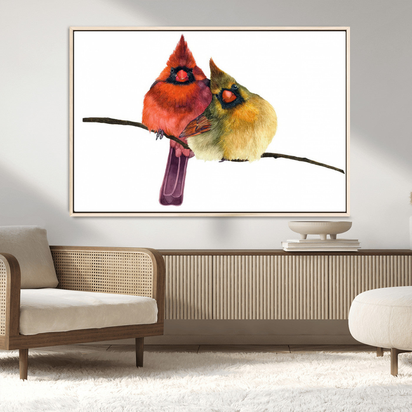 MGV-FC-36X24 - Cardinal Bird Canvas Wall Art - Male and Female Cardinal Print - Nature-Inspired Bird Wall Decor for