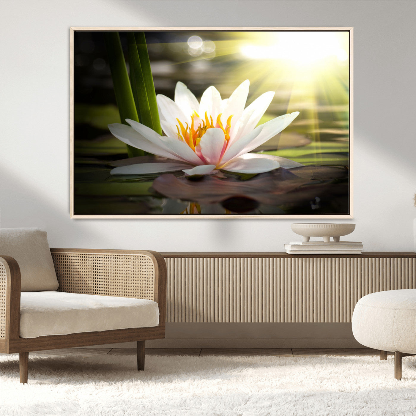 MGV-FC-36X24 - Lotus Flower Wall Art Canvas Print, Water Lily Large Wall Art Canvas Print
