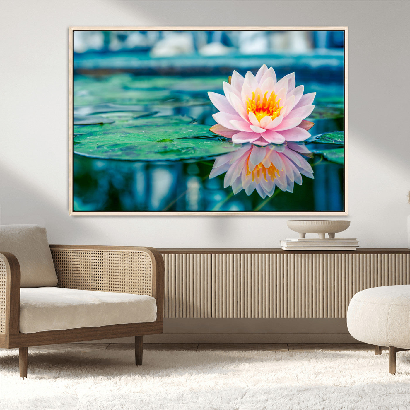 MGV-FC-36X24 - Lotus Flower Wall Art Canvas Print, Water Lily Large Wall Art Canvas Print for Yoga Room Decor,