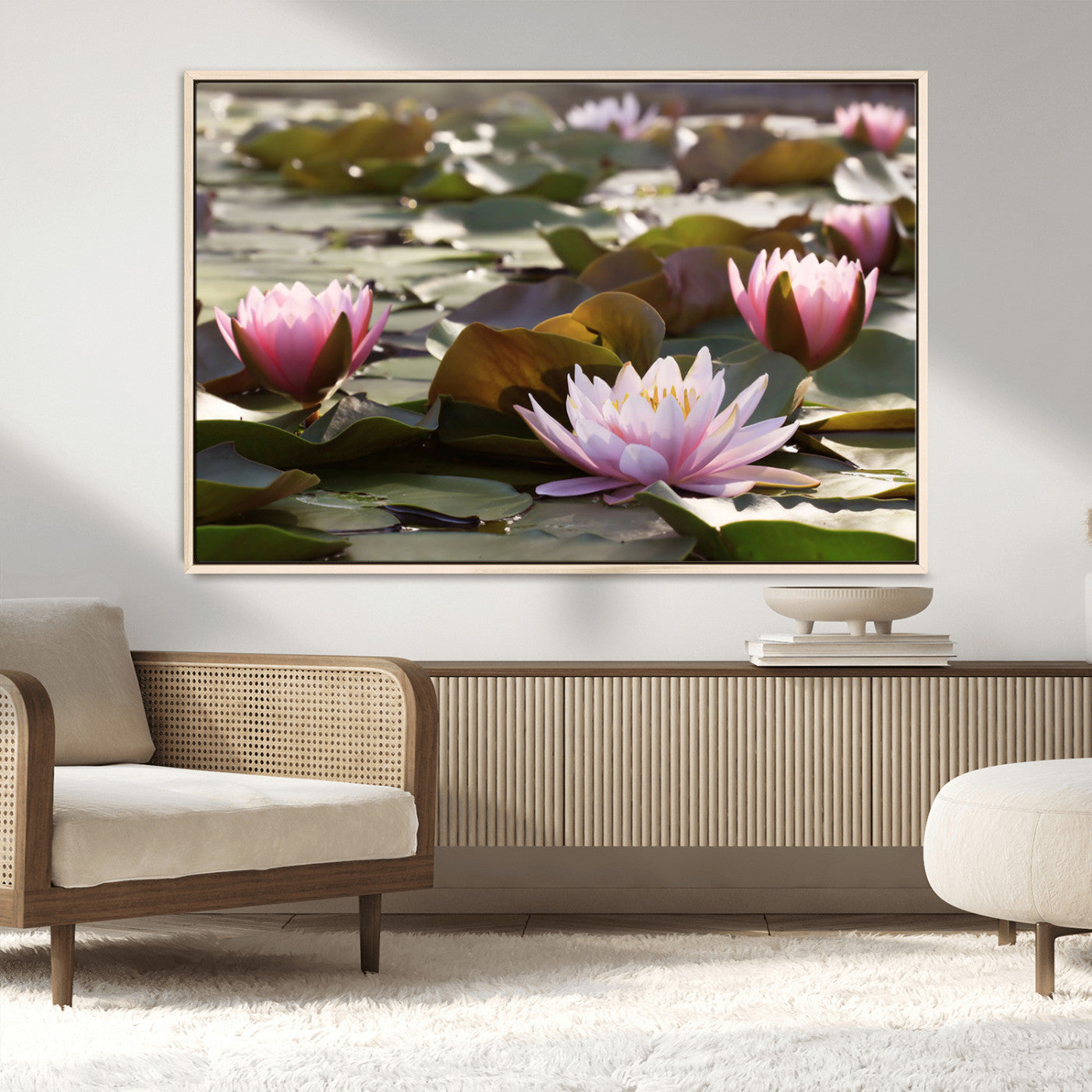 MGV-FC-36X24 - Lotus Flower Wall Art Canvas Print, Water Lily Large Wall Art Canvas Print for Yoga Room Decor,