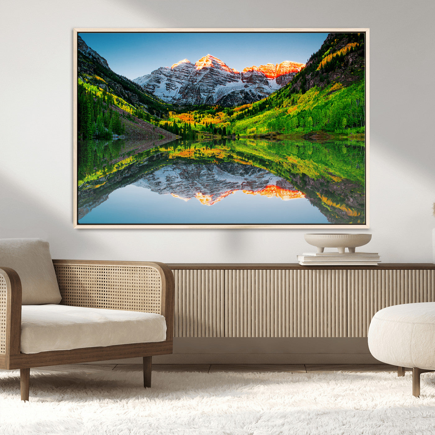 MGV-FC-36X24 - Maroon Bells Lake Print Wall Art – Majestic Colorado Mountain Landscape, Autumn Reflection,