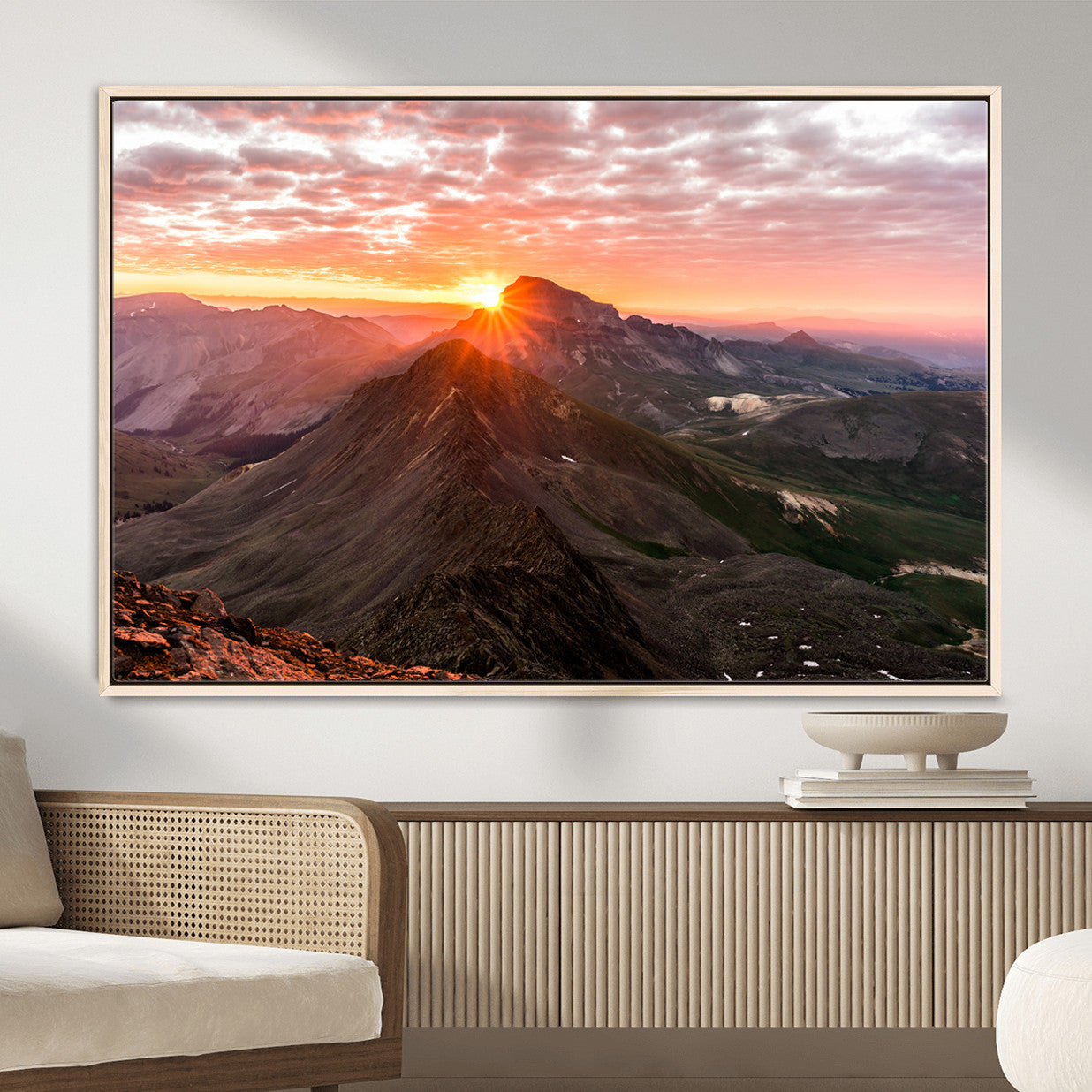 MGV-FC-36X24 - Majestic Sunrise Wall Art – Canvas Print of Rugged Mountain Peaks, Vibrant Sky, Serene Landscape, Nature Decor for Home or Office