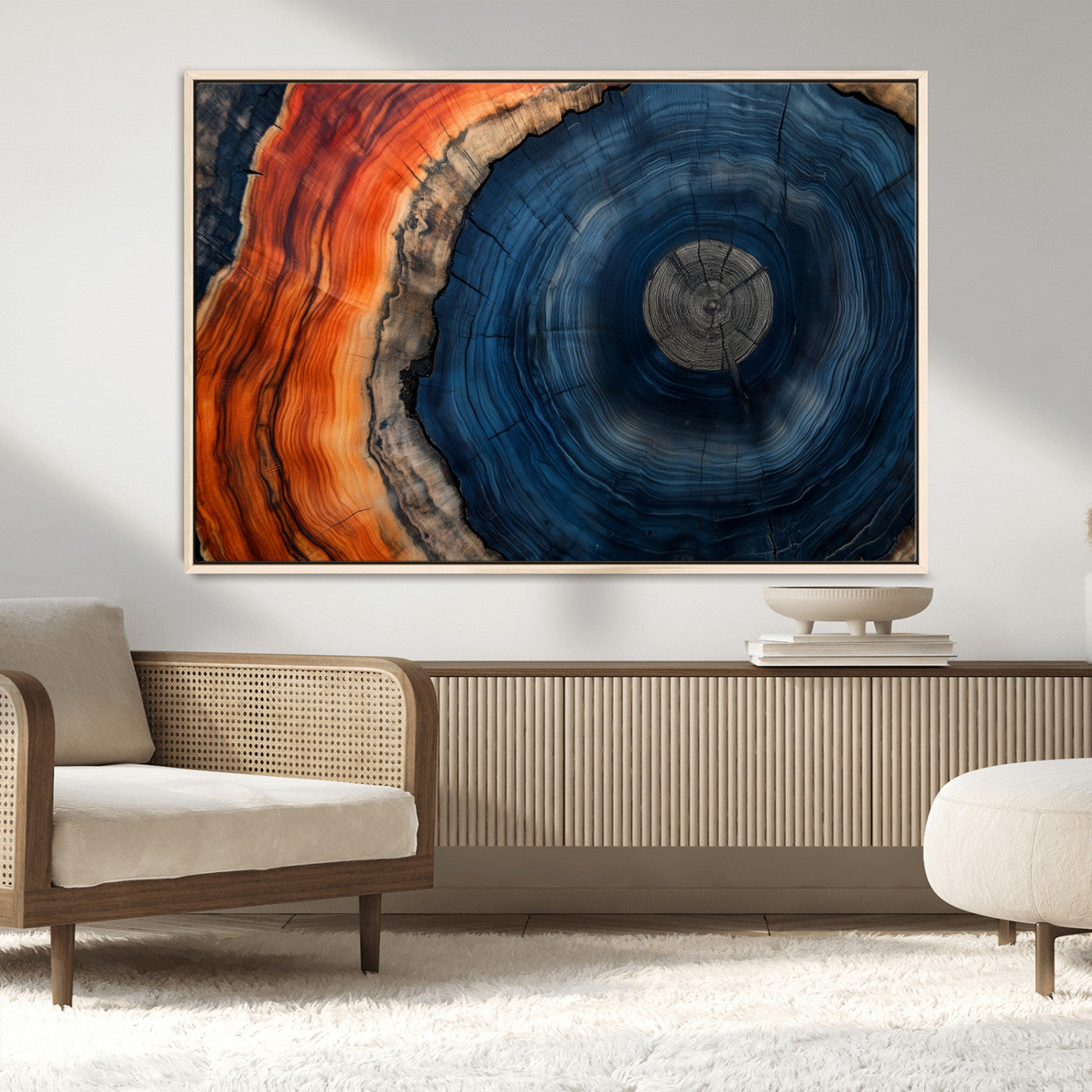 MGV-FC-36X24 - Tree Rings Wall Art Canvas Print, Rustic Wood Print, Framed Natural Texture Art Print, Wood Grain