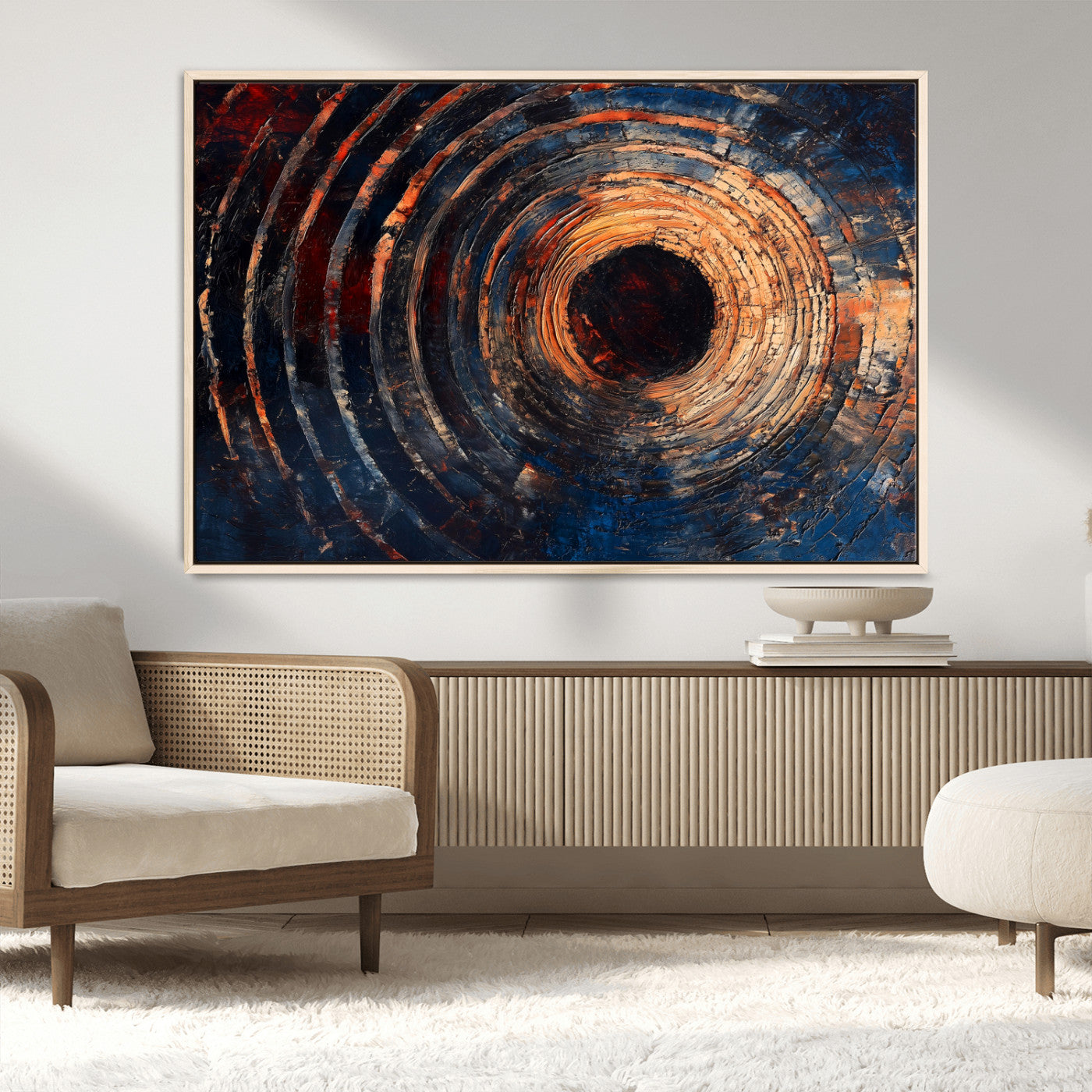 MGV-FC-36X24 - Wood Tree Ring Wall Art Canvas Print, Framed Natural Wood Art Picture Print, Rustic Tree Slice Perfect Rustic Decor Artwork