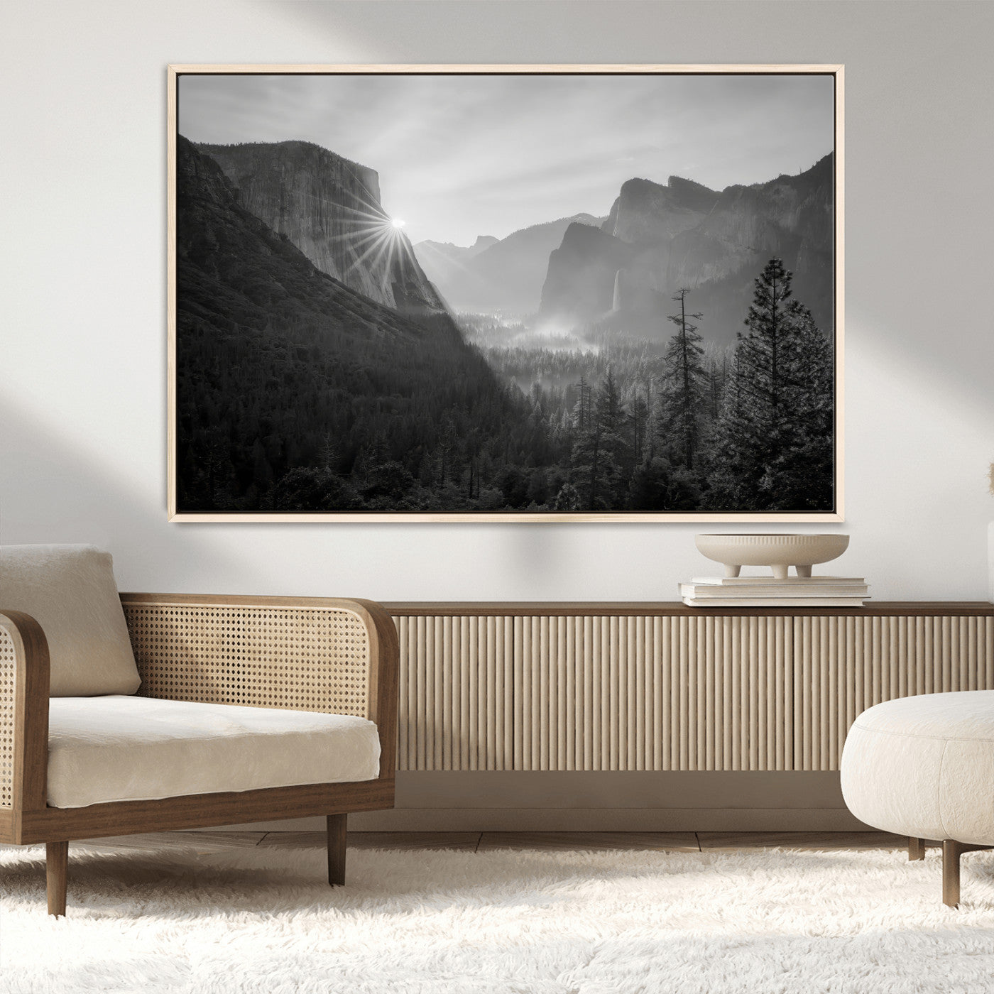 MGV-FC-36X24 - Yosemite Valley Wall Art Canvas Print, Framed El Capitan Sunrise Art Picture Print, Misty Mountain Perfect Modern Rustic Decor Artwork