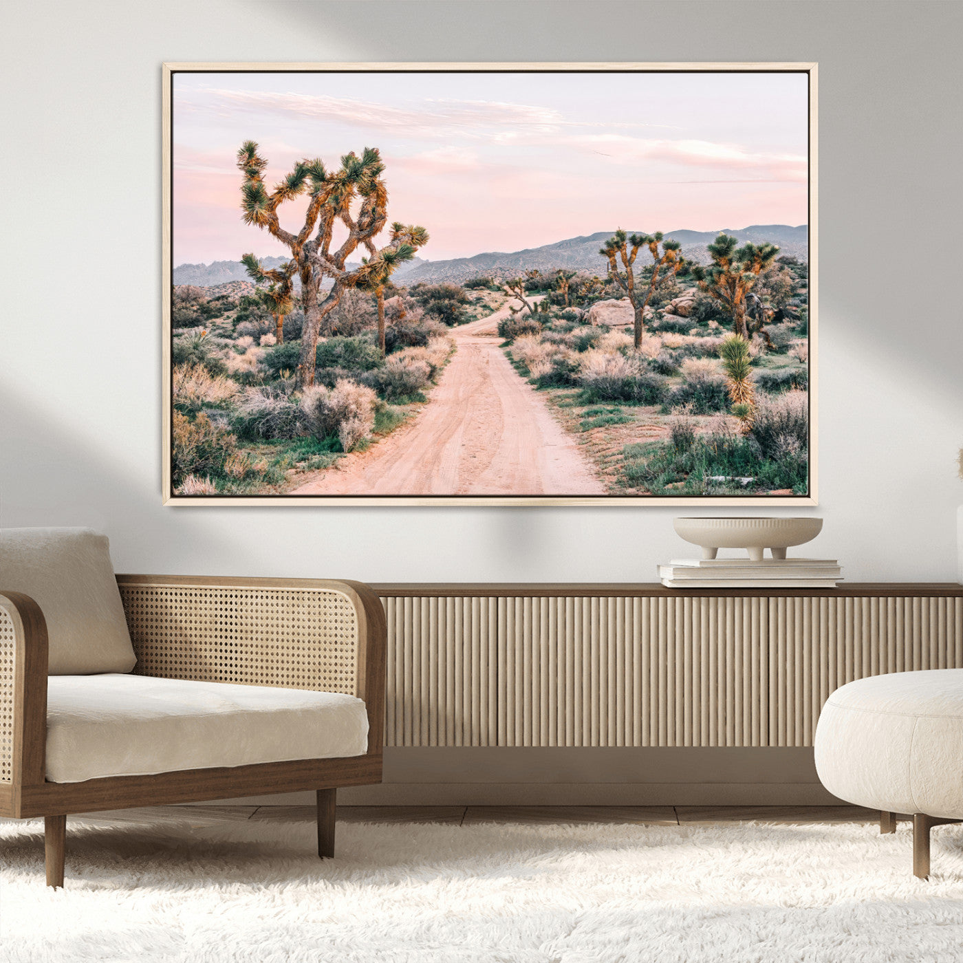 MGV-FC-36X24 - Joshua Tree Park Wall Art Canvas Print, Framed Desert Road Art Picture Print, Sunset Drive Perfect Southwestern Boho Decor Artwork