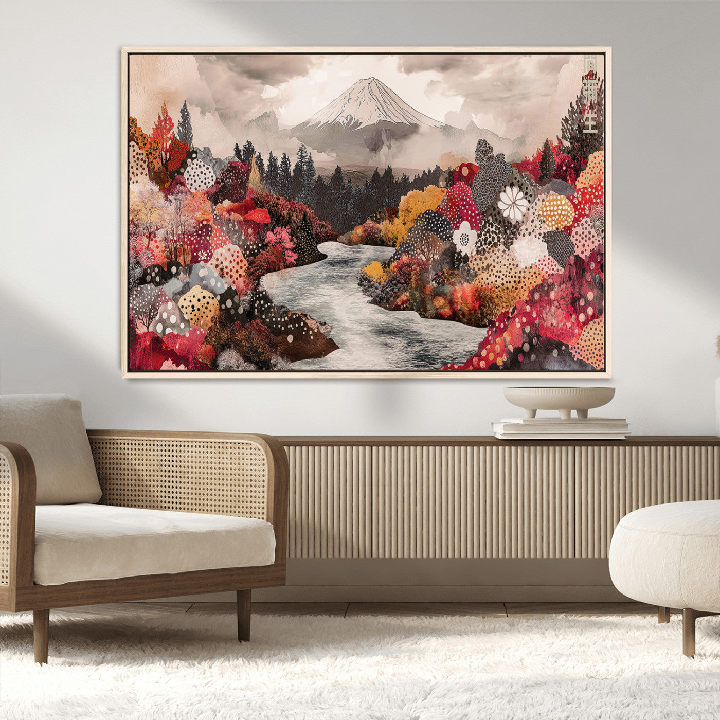 MGV-FC-36X24 - Mountain Wall Art Wall Art Canvas Print, Framed Autumn Forest Art Picture Print, Cottagecore Landscape Perfect Cottagecore Boho Decor Artwork