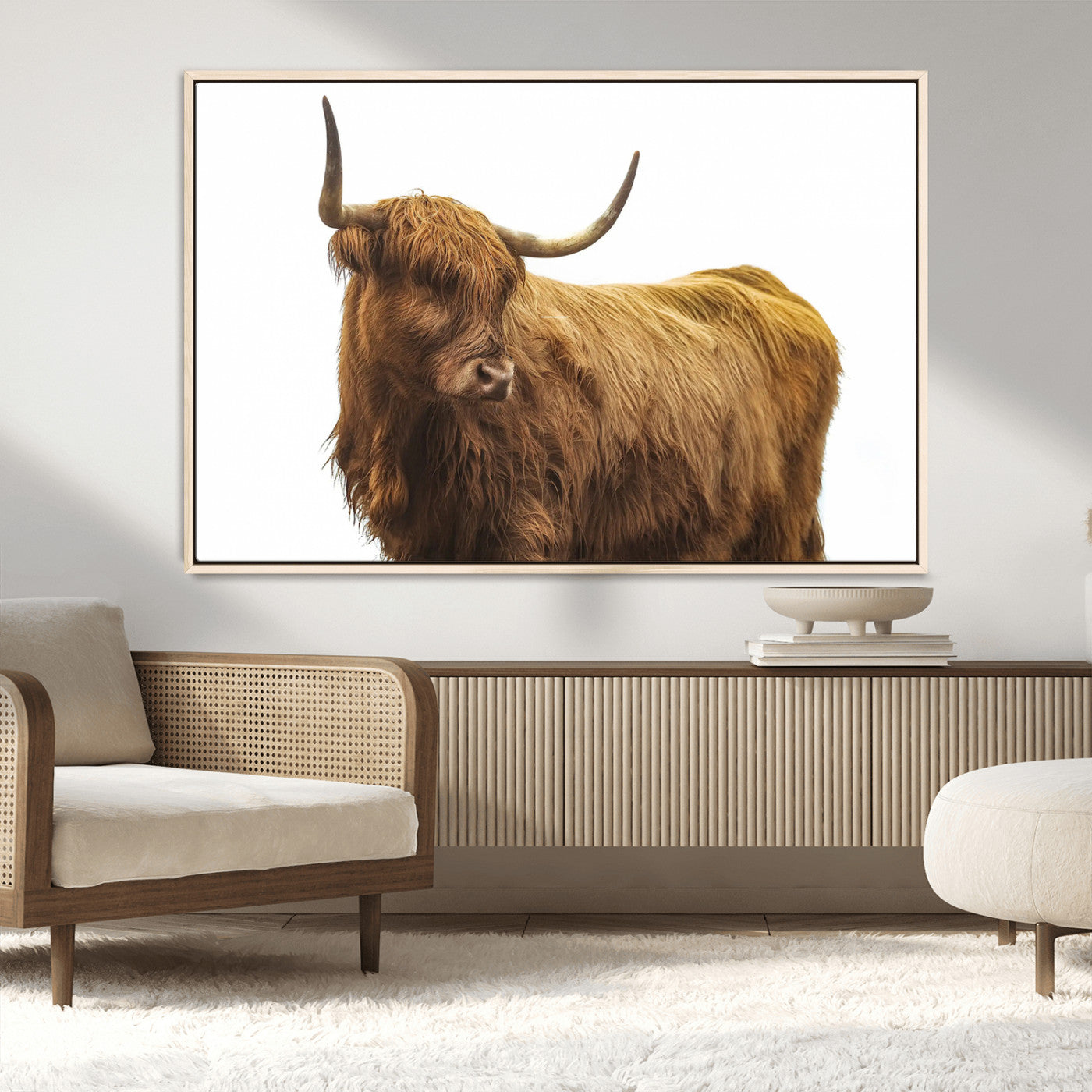 MGV-FC-36X24 - Highland Cow Wall Art Canvas Print, Framed Farmhouse Wall Art Art Picture Print, Rustic Animal Decor Perfect Rustic Farmhouse Decor Artwork
