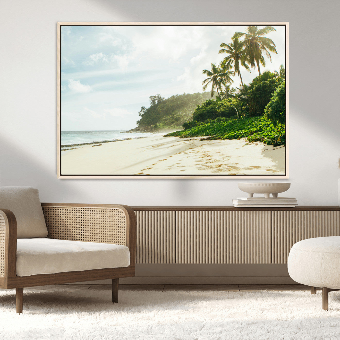 MGV-FC-36X24 - Relaxing Beach Wall Art Canvas Print, Framed Ocean View Art Picture Print, Coastal Serenity Perfect Tropical Coastal Decor Artwork