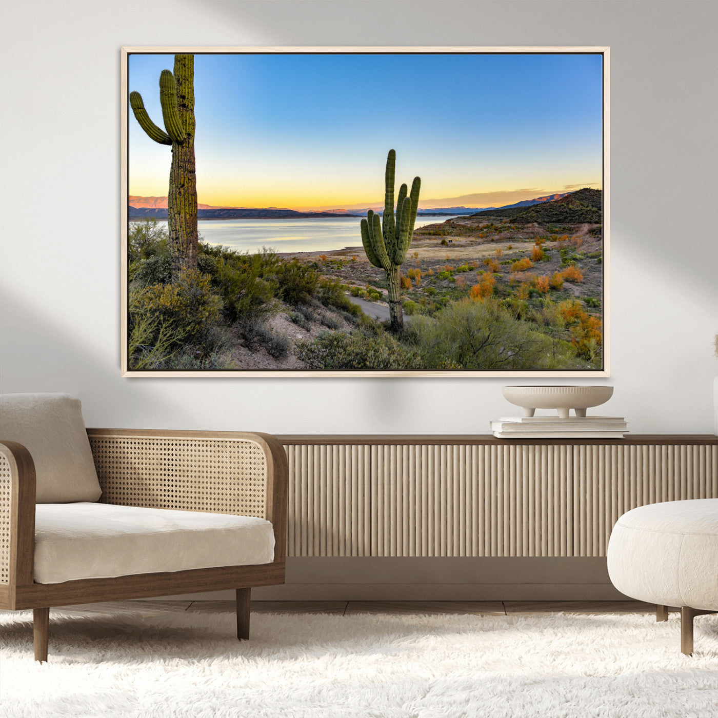 MGV-FC-36X24 - Saguaro Cactus Wall Art Canvas Print, Framed Desert Sunset Art Picture Print, Southwestern Perfect Southwestern Decor Artwork