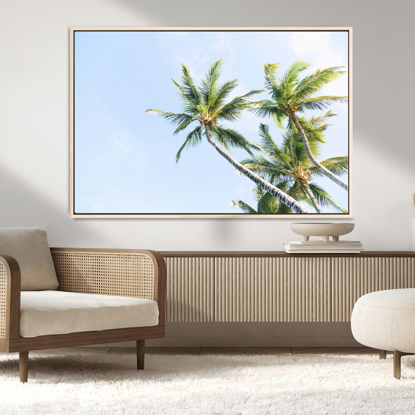 MGV-FC-36X24 - Palm Trees Wall Art Canvas Print, Framed Tropical Art Picture Print, Coastal Perfect Tropical Decor Artwork