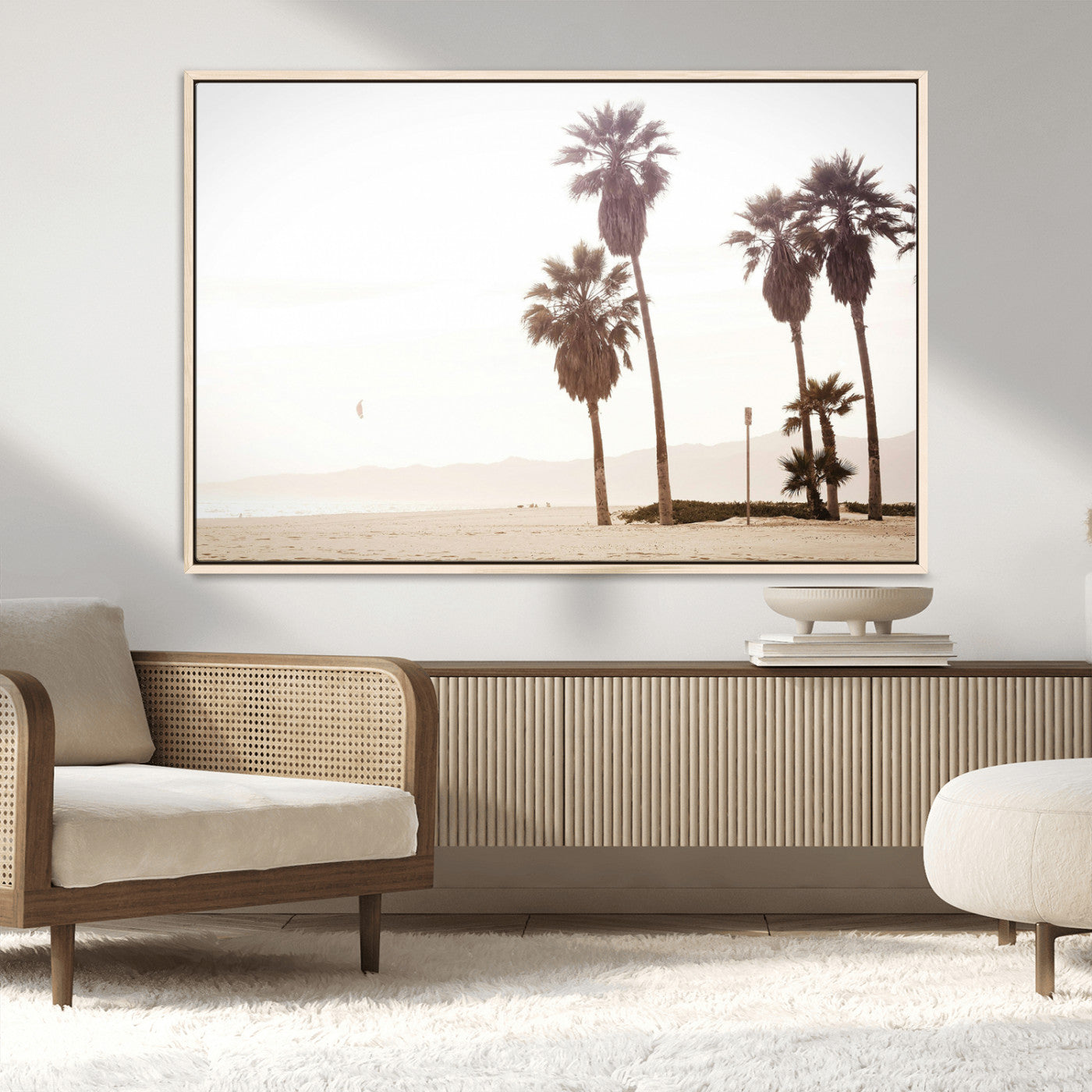 MGV-FC-36X24 - Coastal Light Wall Art Canvas Print, Framed Relaxing Shoreline Art Picture Print, Minimalist Ocean Perfect Tropical Serenity Decor Artwork