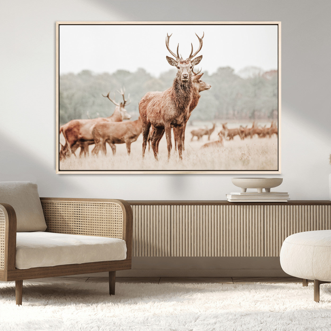 MGV-FC-36X24 - Rustic Nature Art Wall Art Canvas Print, Framed Stag Canvas Print Art Picture Print, Woodland Decor Perfect Rustic Lodge Decor Artwork