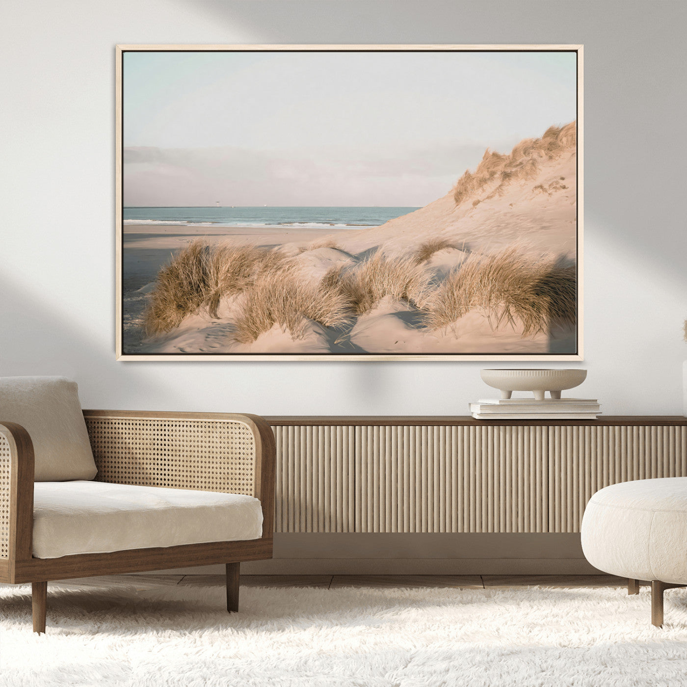 MGV-FC-36X24 - Beach Landscape Wall Art Canvas Print, Framed Sand Dune Photography Art Picture Print, Minimalist Seascape Perfect Coastal & Minimalist Decor Artwork