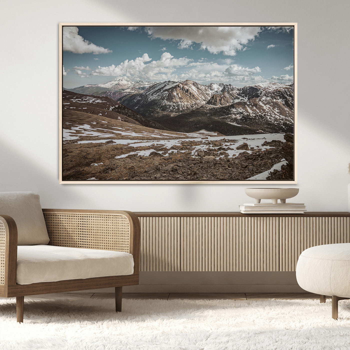 MGV-FC-36X24 - Mountain Landscape Wall Art Canvas Print, Framed Snowy Peaks Art Picture Print, Rugged Highlands Perfect Rustic Adventure Decor Artwork