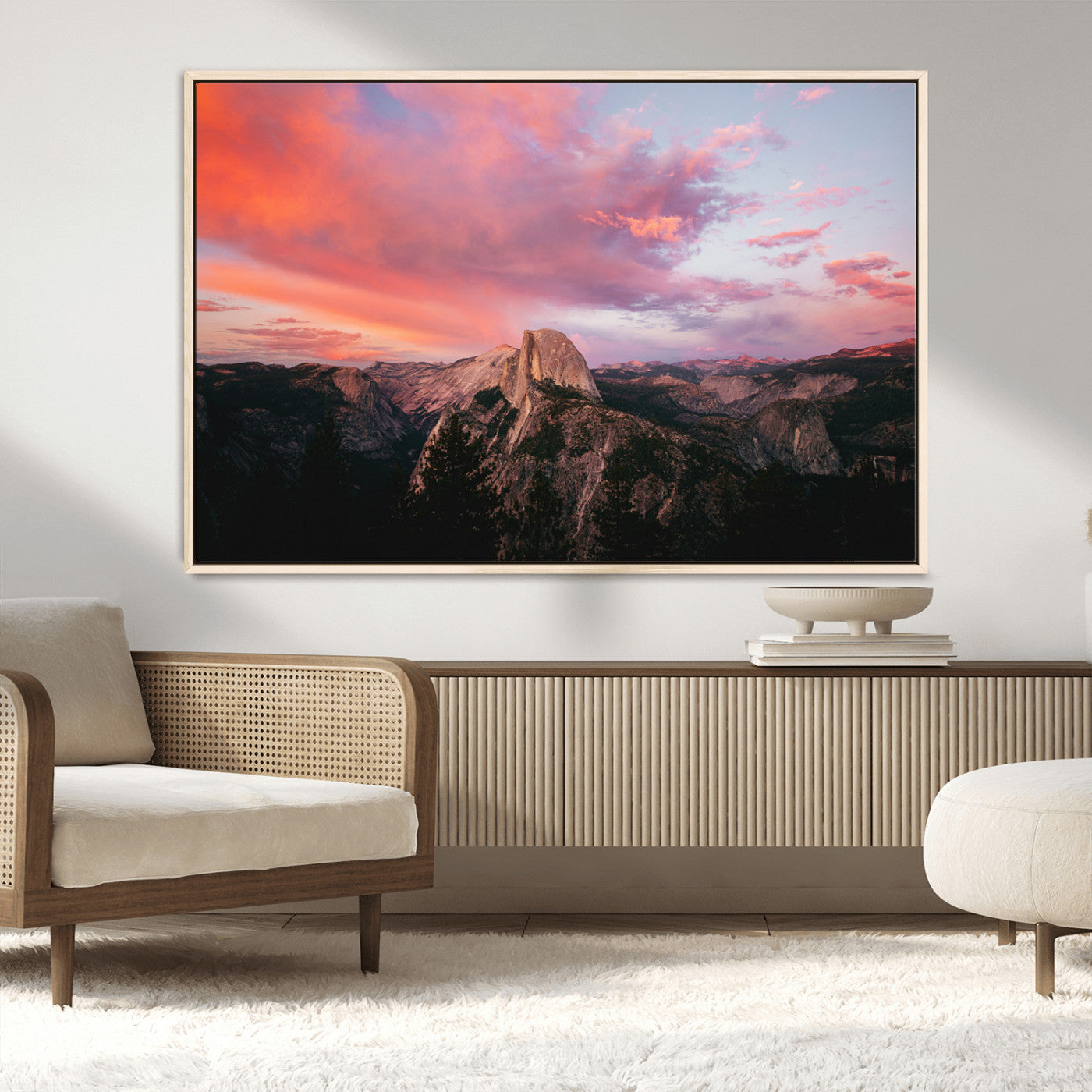 MGV-FC-36X24 - Half Dome Wall Art Canvas Print, Framed Yosemite National Park Art Picture Print, Dramatic Sunset Perfect Adventurous Wilderness Decor Artwork