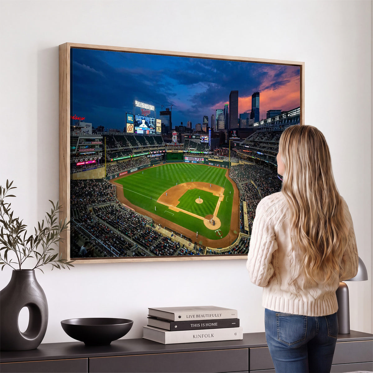 68222753-MGV-CV-36X24 - Target Field Wall Art Canvas Print, Baseball Stadium Scene