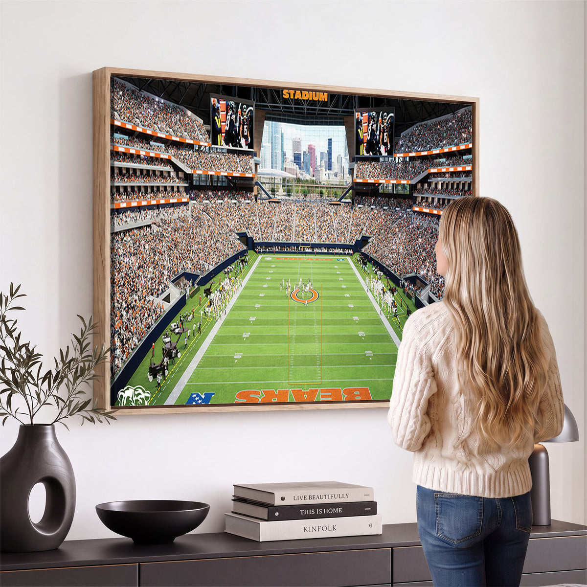 76935553-PAN-FL-20X10 - Chicago Bears Soldiers Field Wall Art Canvas Print, Home Office Wall Decor