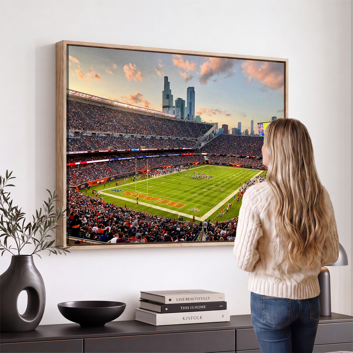 55377093-PAN-FL-20X10 - Chicago Bears Soldiers Field Wall Art Canvas Print, Man Cave Wall Decor
