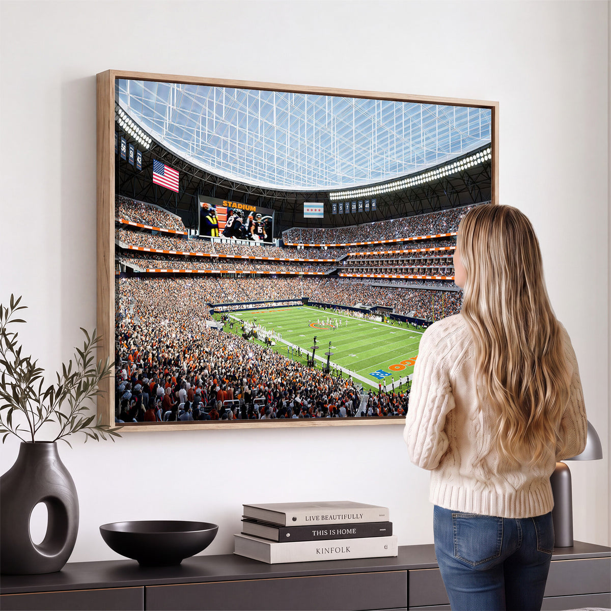 32530647-PAN-FL-20X10 - Chicago Bears Soldiers Field Wall Art Canvas Print, Framed and Ready to Hang