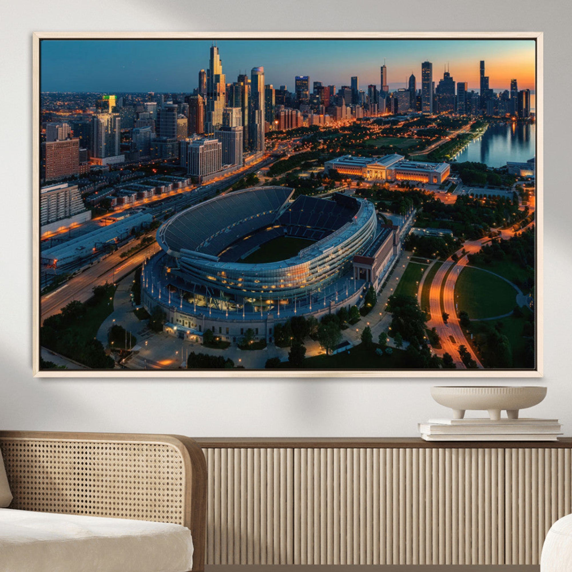 36690345-MGV-CV-36X24-Chicago Bears Soldiers Field Wall Art Canvas Print – Framed Football Stadium Artwork for Home, Office, Living Room