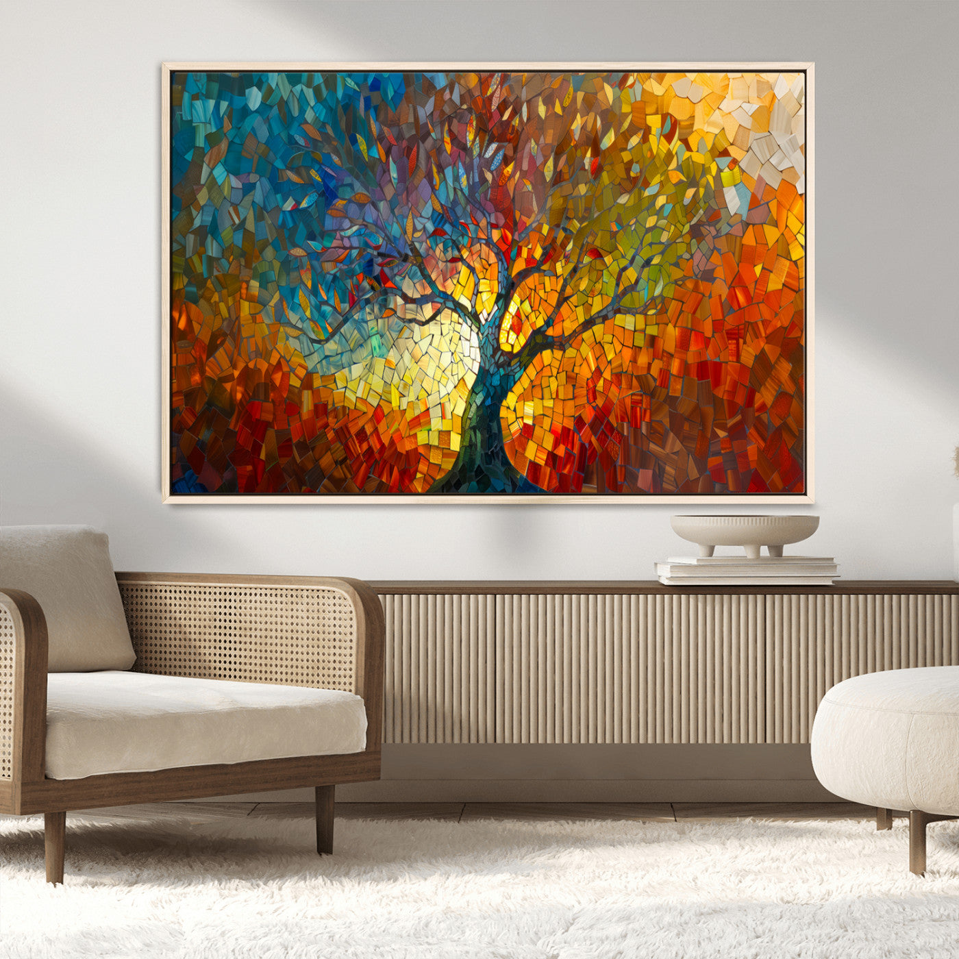 MGV-FC-36X24 - Mosaic Tree Canvas Wall Art – Vibrant Abstract Nature Design, Colorful Decor for Living Room, Bedroom, or Creative Spaces