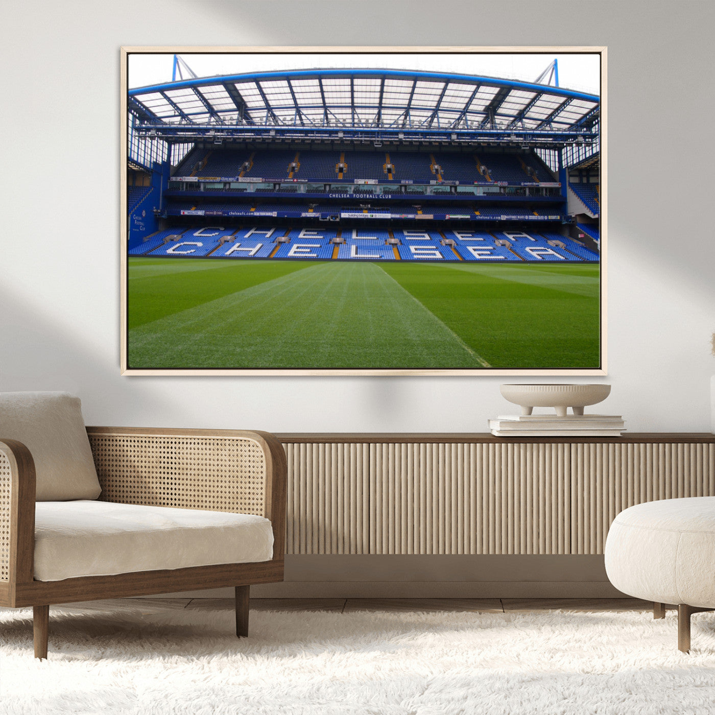 38616413CHELSA-MGV-CV-36X24-Stamford Bridge Chelsea Football Stadium Canvas Wall Art Print – Immersive Stadium Experience for Soccer Fans – Ready to Hang