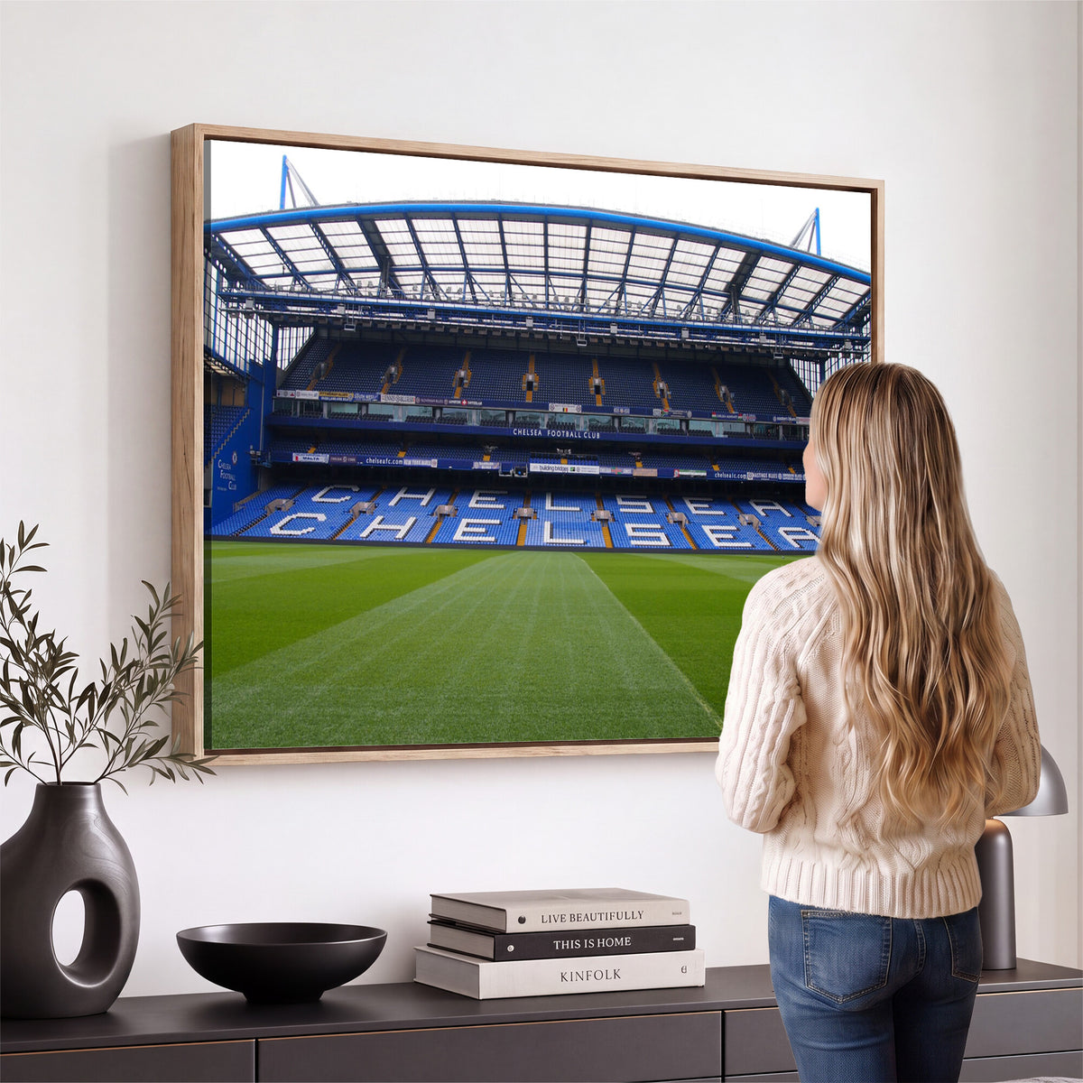 38616413CHELSA-MGV-CV-36X24 - Stamford Bridge Chelsea Football Stadium Canvas Wall Art