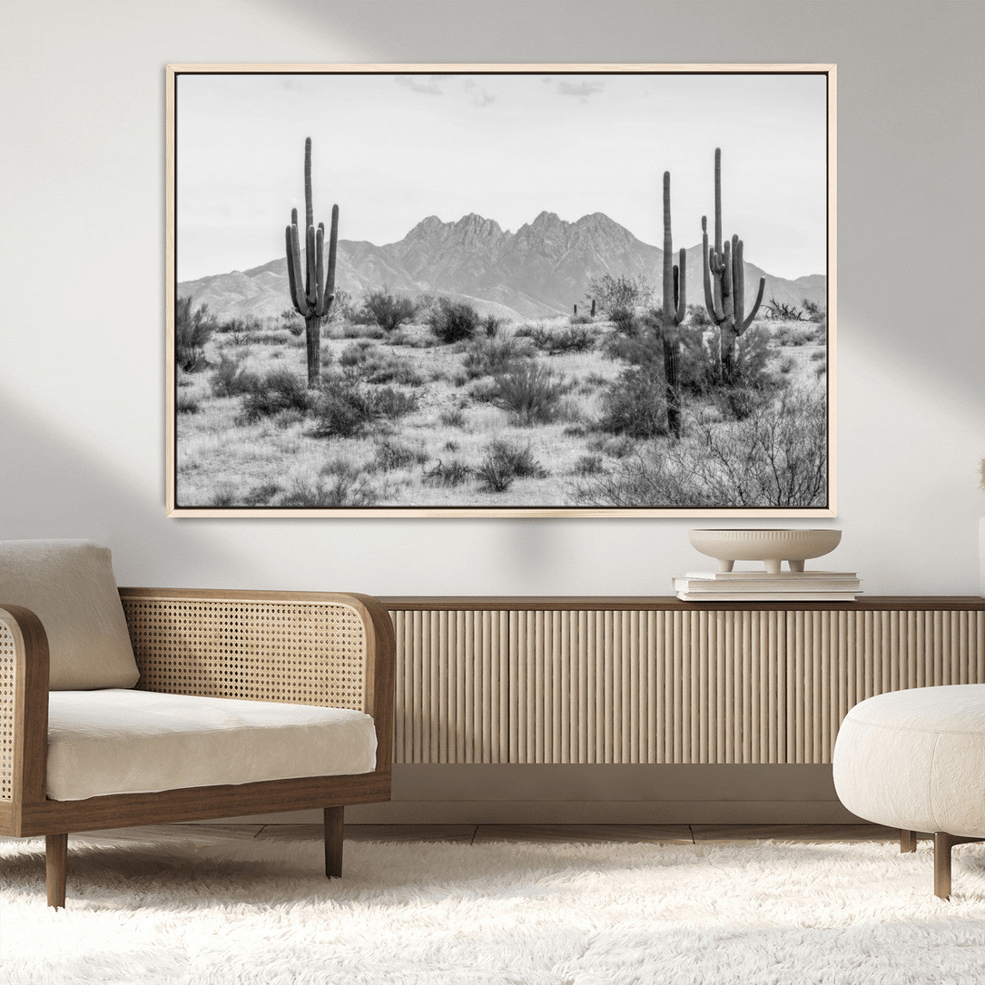 97436PHN-MGV-CV-36X24-Black White Arizona Desert Canvas Wall Art Cactus Farmhouse Wall Art