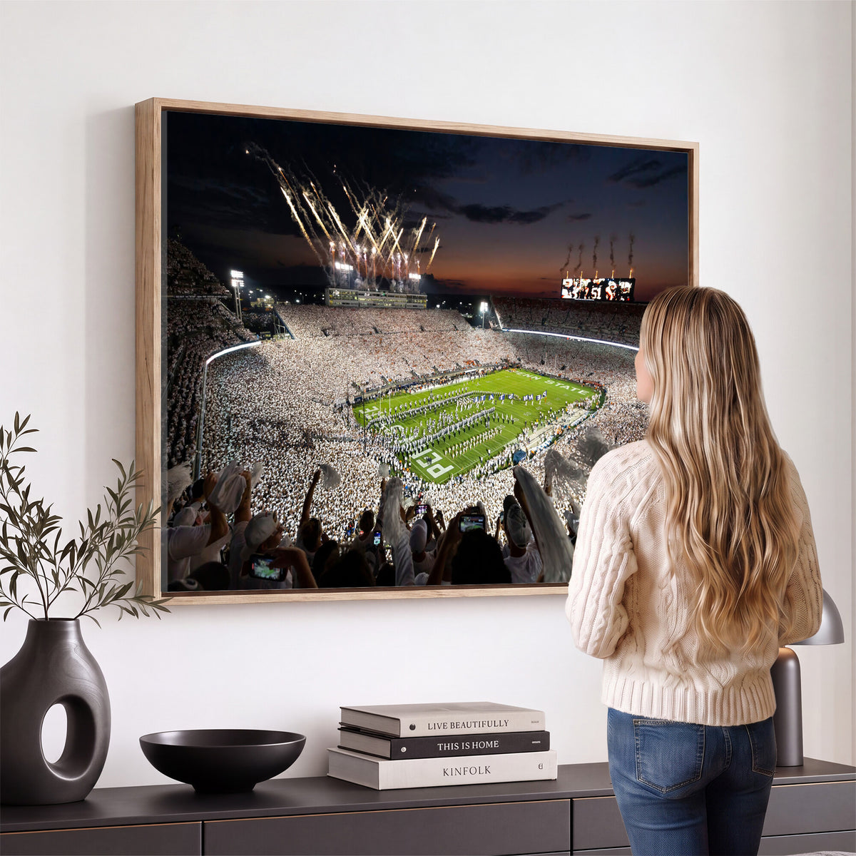 26666-MGV-CV-36X24 - Penn State Stadium Wall Art Canvas Print, White Out