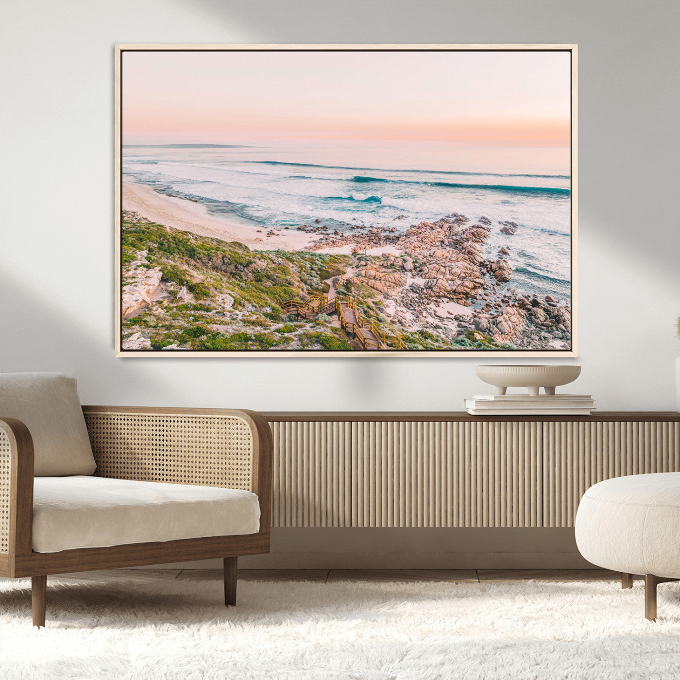 27332135-MGV-CV-36X24-Coastal Cliffside Canvas Wall Art Print, Ocean Shore Landscape Decor, Large Scenic Beach Canvas for Living Room or Office 1 Panel Wrapped Canvas