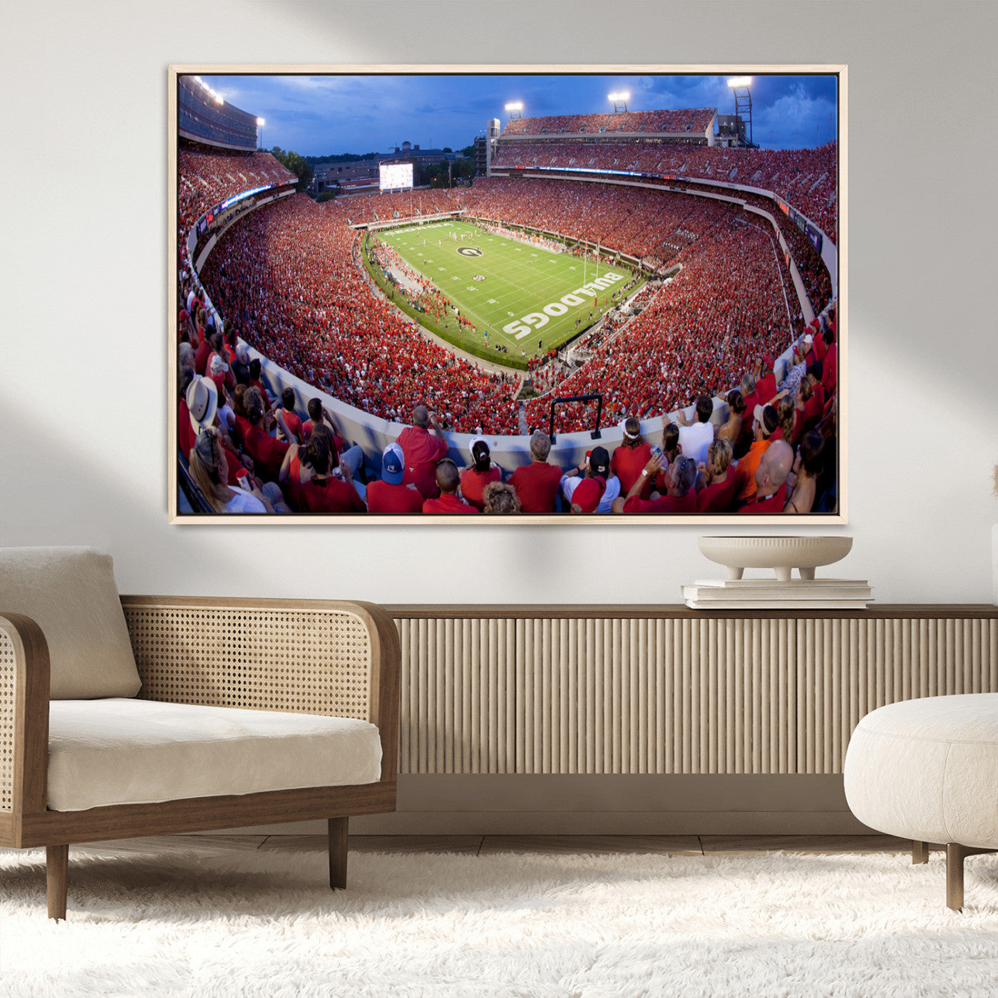 10244378-MGV-CV-36X24-Dooley Stadium Wall Art Print, Sports Arena Canvas Wall Art, Dooley Field at Sanford Stadium Canvas Print, Modern Athletic Field Art Printing