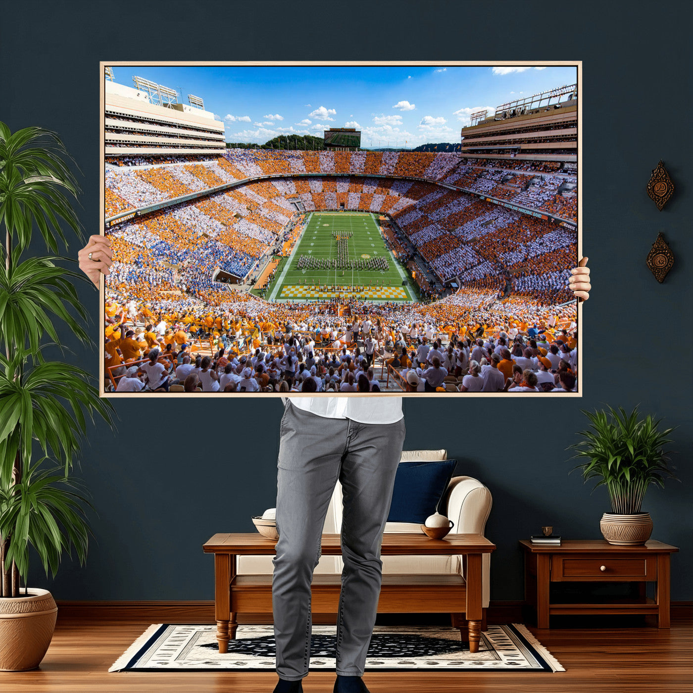 77097951-MGV-CV-36X24 - Tennessee Neyland Stadium Wall Art, Sports Arena Canvas Print, Panoramic Stadium Canvas Artwork for Home, Office