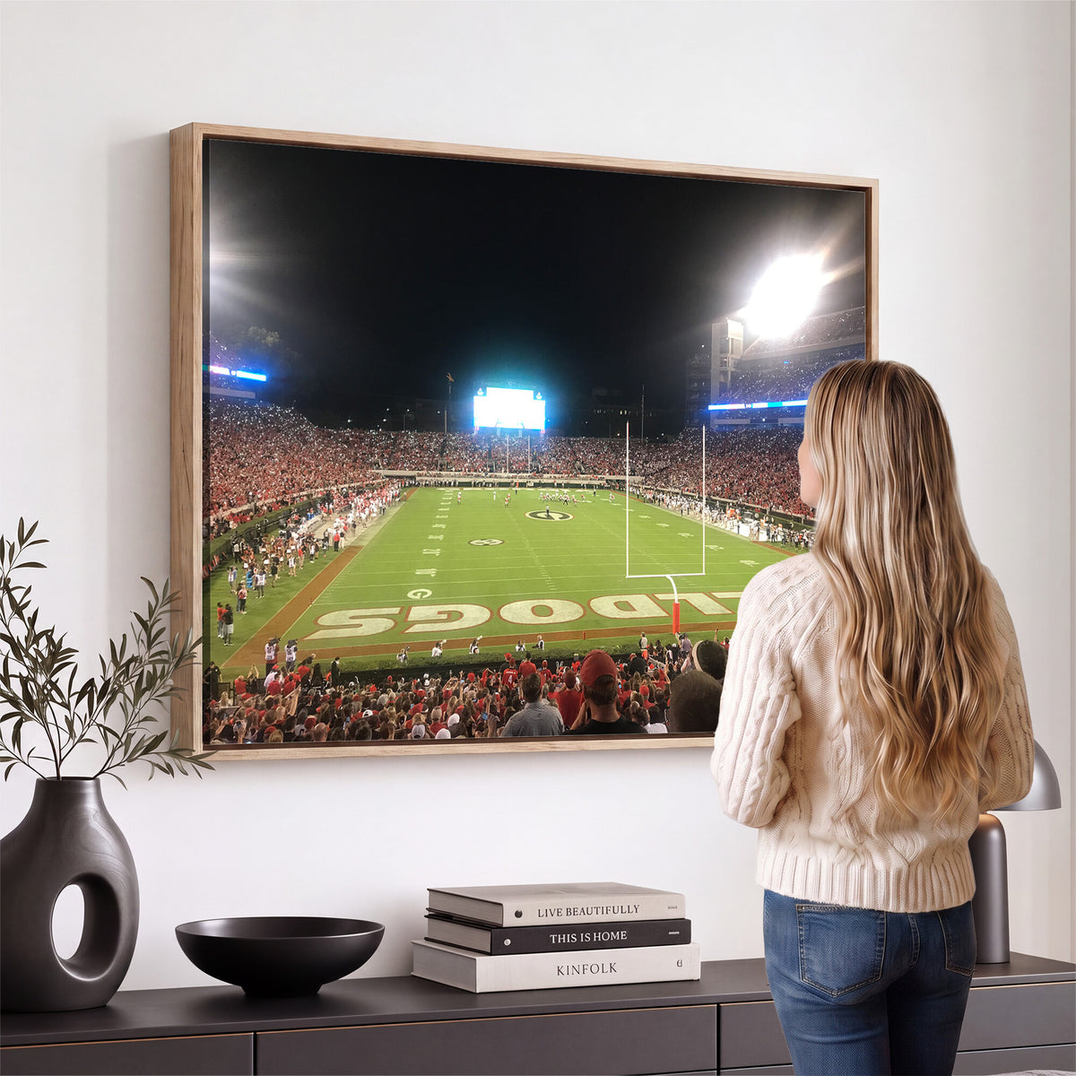 16230786-MGV-CV-36X24 - Dooley Stadium Wall Art, Sports Arena Panoramic Canvas Print, Modern Stadium Landscape Artwork for Home, Office