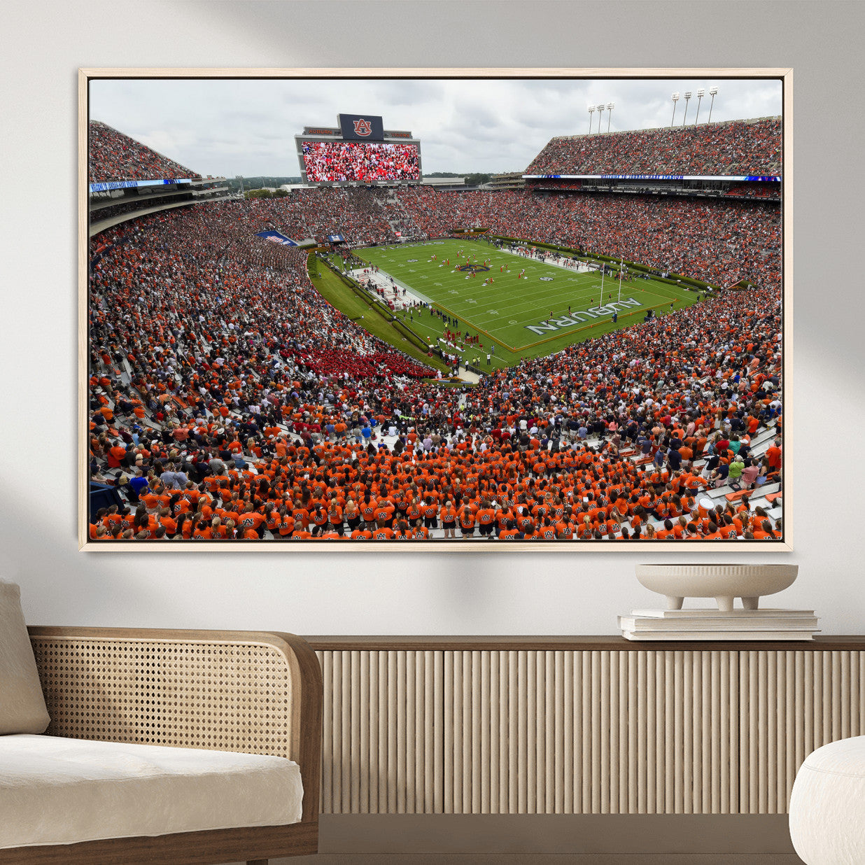 39597998-MGV-CV-36X24-Jordan-Hare Stadium Wall Art Canvas Print, College Sports Art for Man Cave or Game Room, Framed Alabama Football Decor