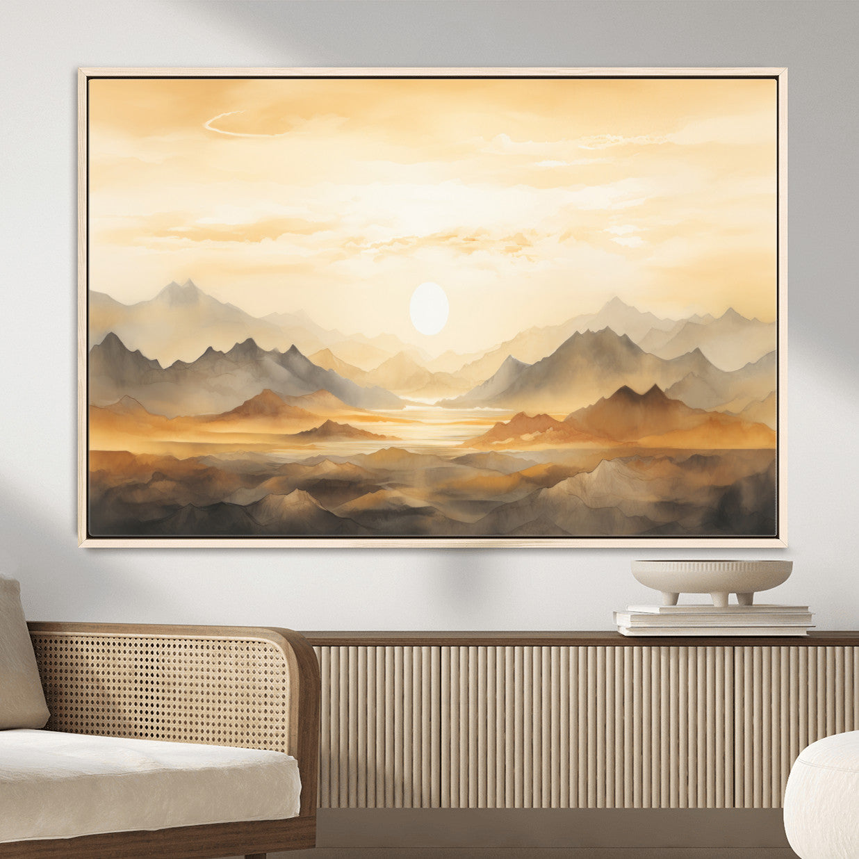 Nihat1-29-MGV-CV-36X24-Sepia Color Abstract Mountain Wall Art Canvas Print