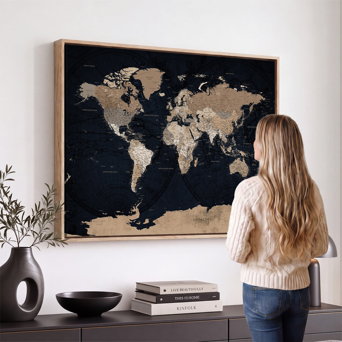 25812727-MGV-CV-36X24 - Grunge Wall Art World Map Canvas Print