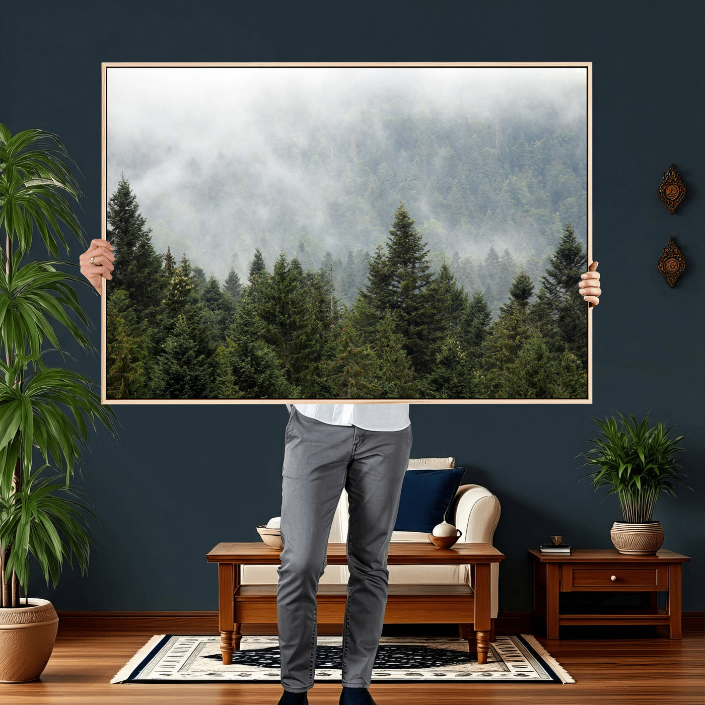 37010054-MGV-CV-36X24 - Misty Mountain Forest Wall Art Canvas Print