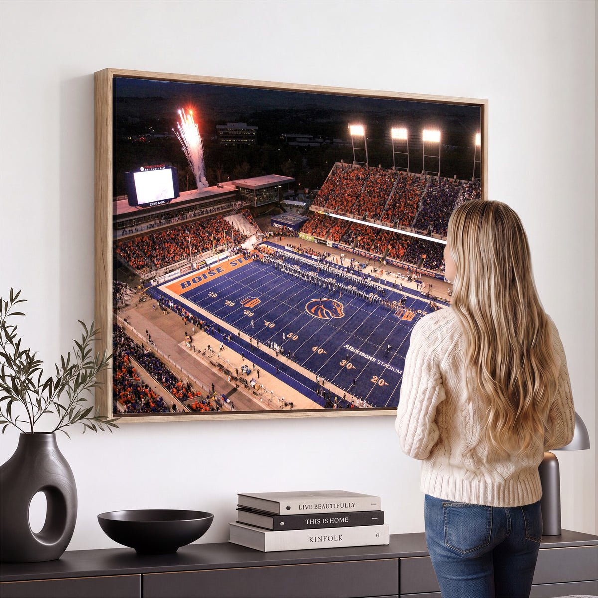 58849575-MGV-CV-36X24 - Boise State Stadium Large Wall Art Canvas Print for Living Room and Game Room Decor
