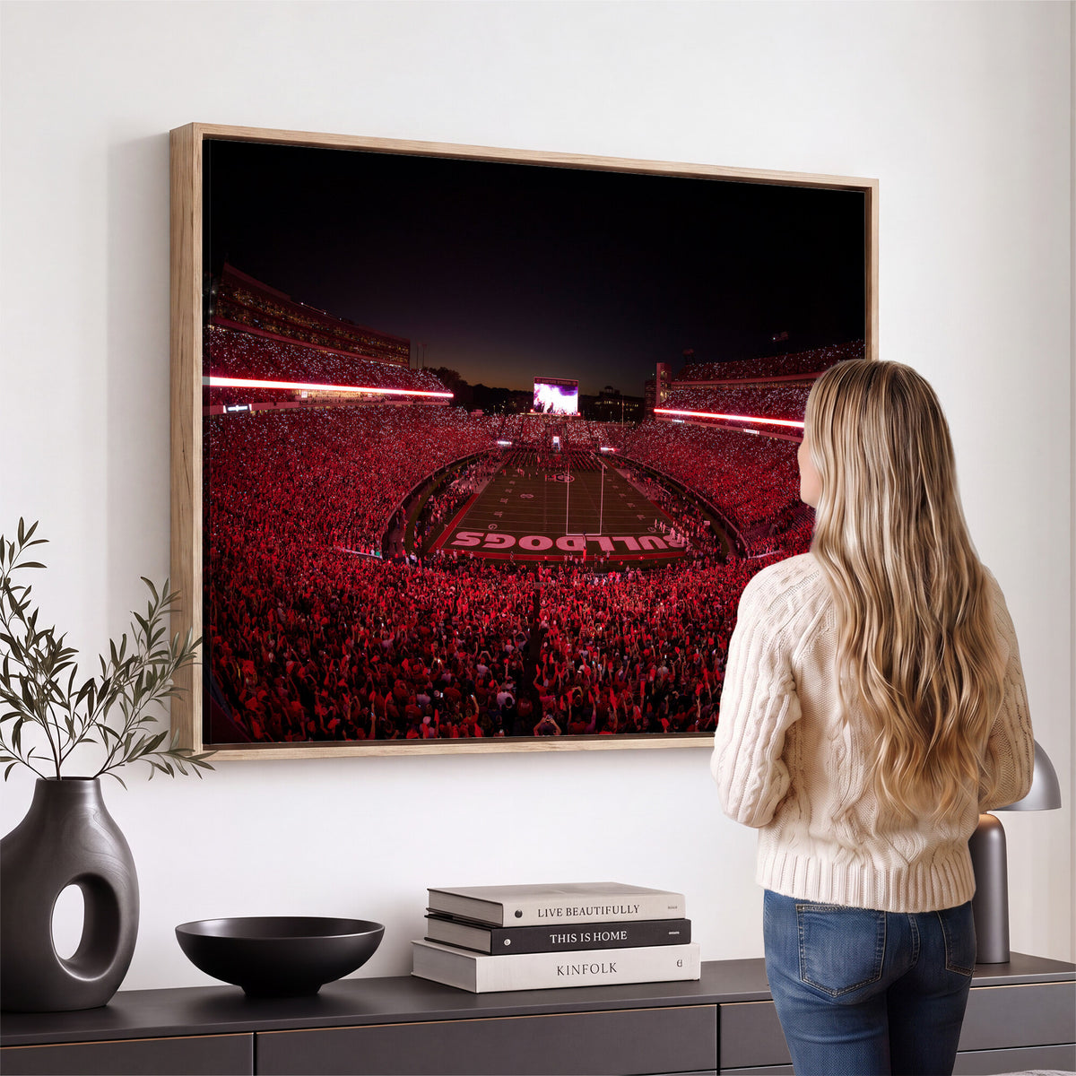 76277124-MGV-CV-36X24 - Sanford Stadium Wall Art Canvas Print – Georgia Bulldogs Football Artwork Print for Home, Office, and Sports Room Decor