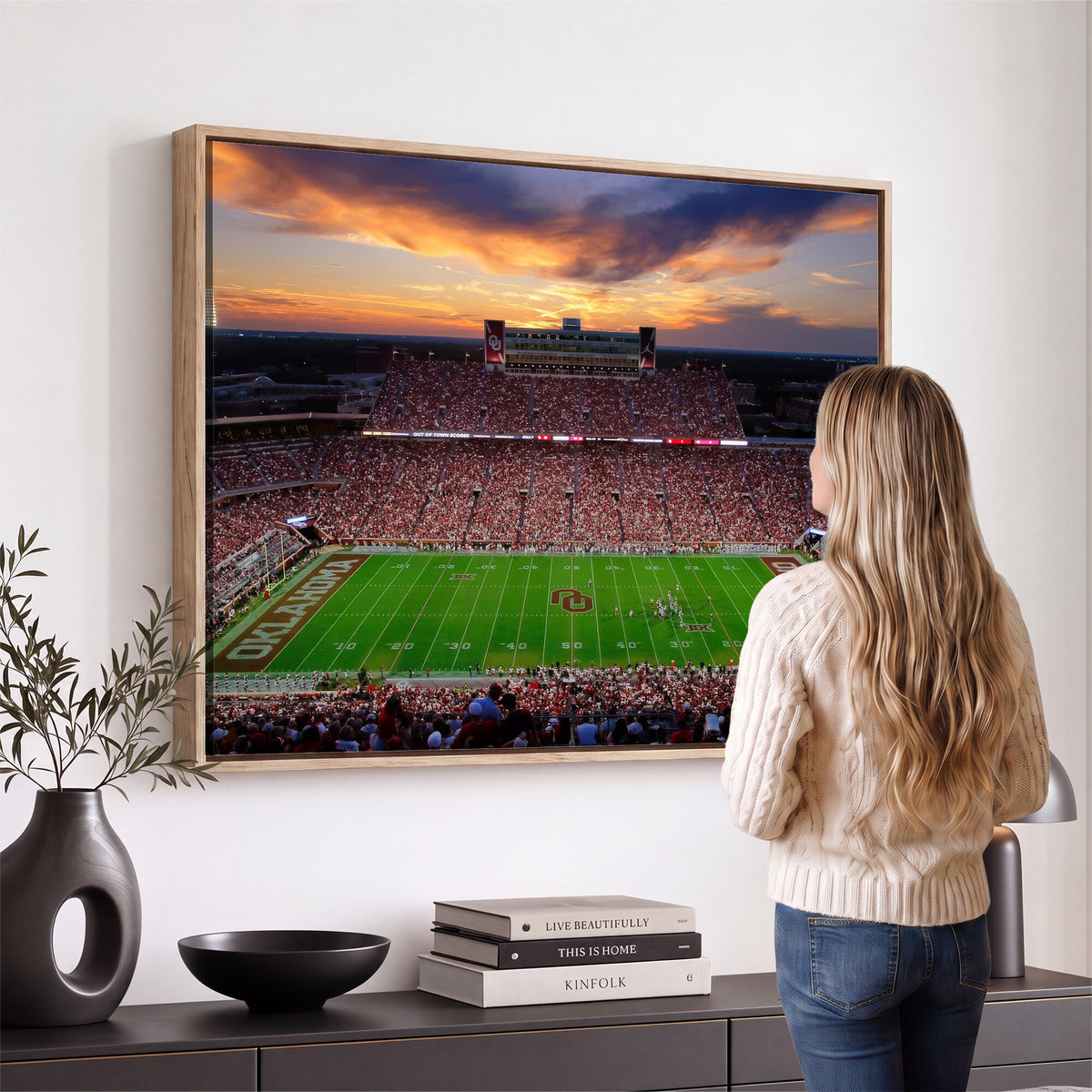 51457497-MGV-CV-36X24 - Oklahoma Sooners Stadium Wall Art Canvas Print, College Football Decor
