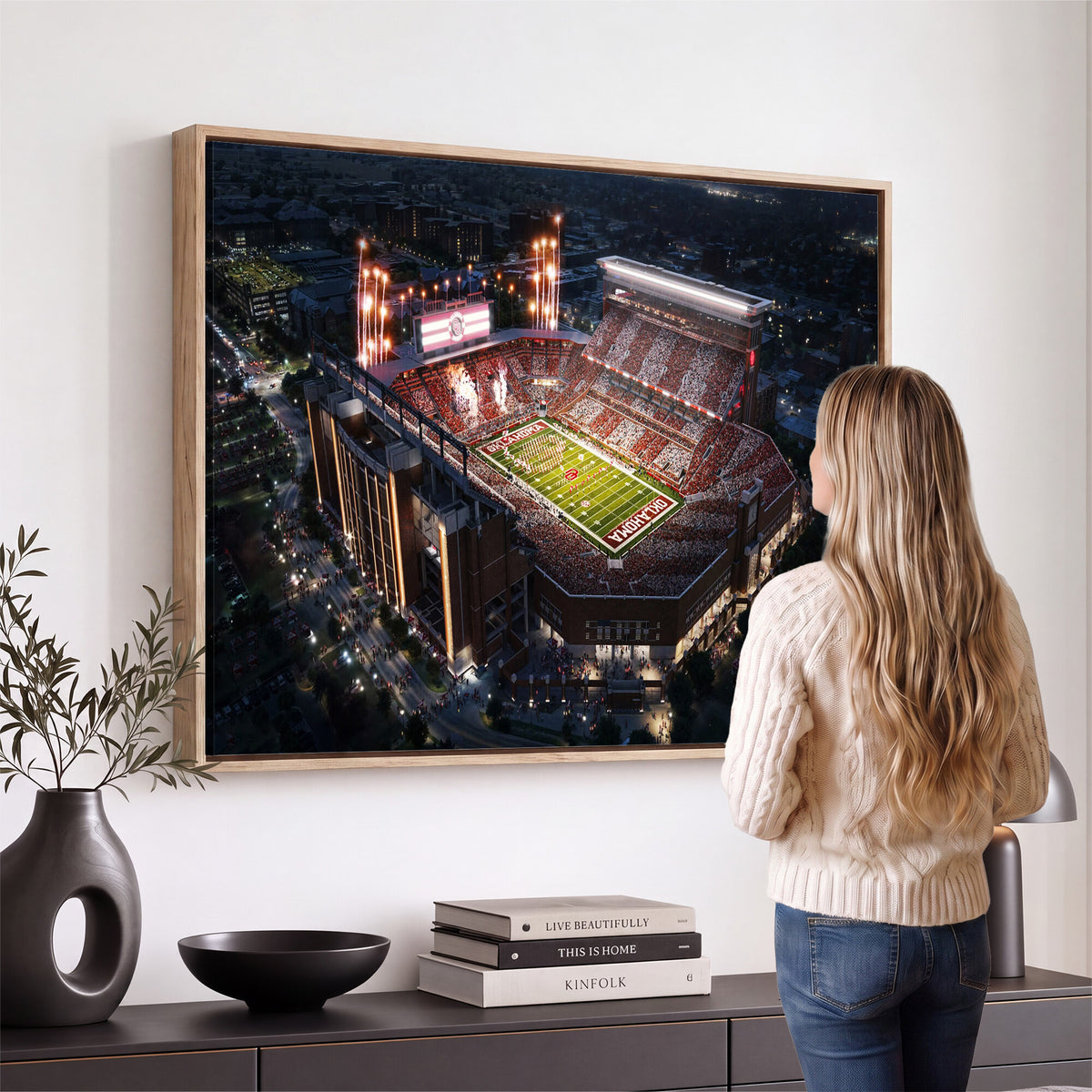 16867141-MGV-CV-36X24 - Oklahoma Memorial Stadium, Gaylord Memorial Stadium Wall Art