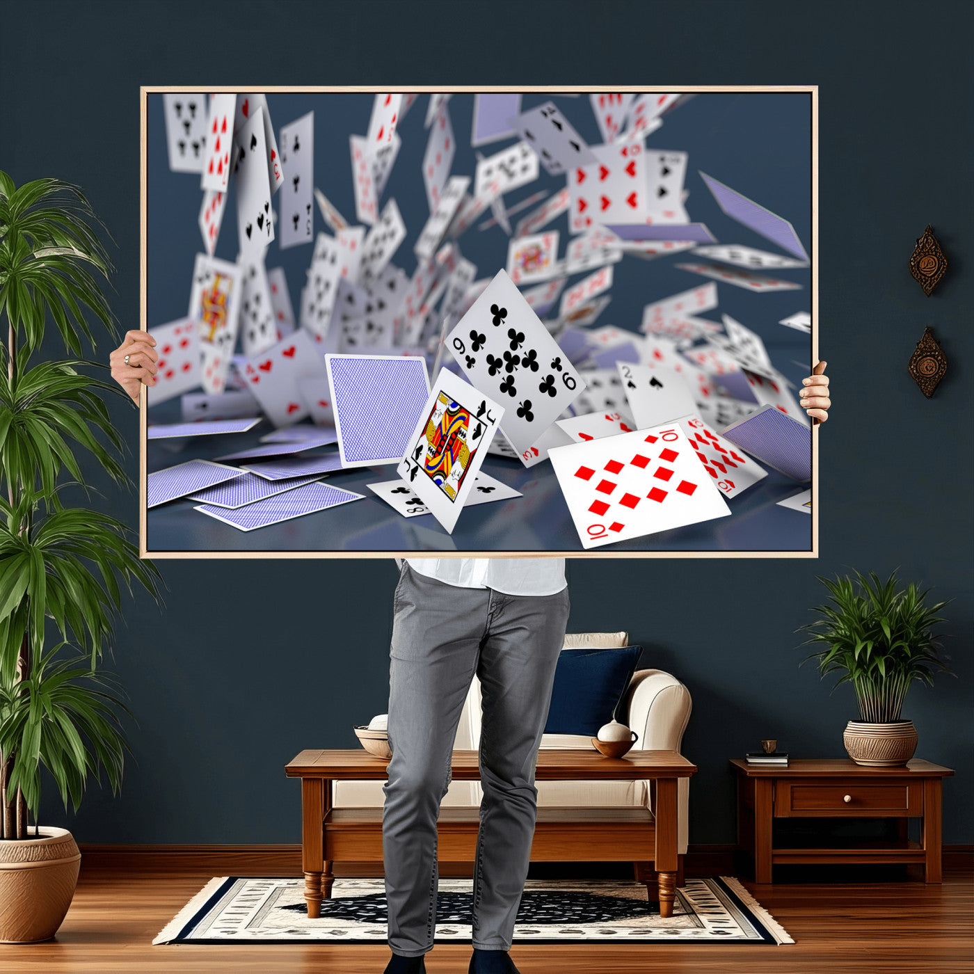 66392185-MGV-CV-36X24 - Playing Cards Canvas Wall Art | Casino Game Room Decor, Poker Decor Art