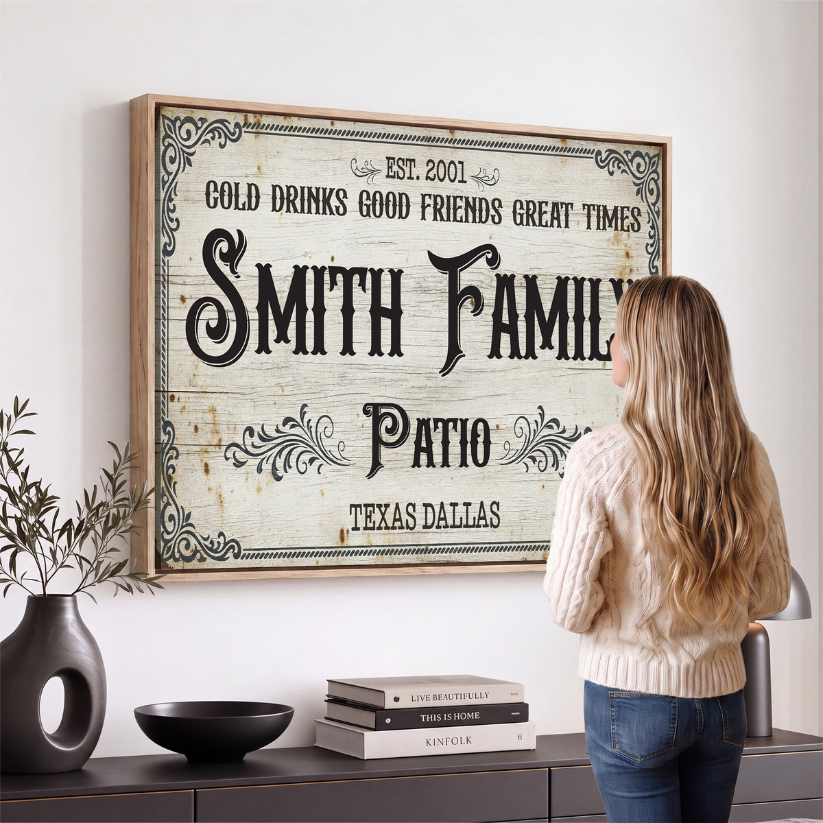 82858529-MGV-CV-36X24 - Custom Family Patio Sign Wall Art Canvas Print, Personalized Rustic Backyard Decor