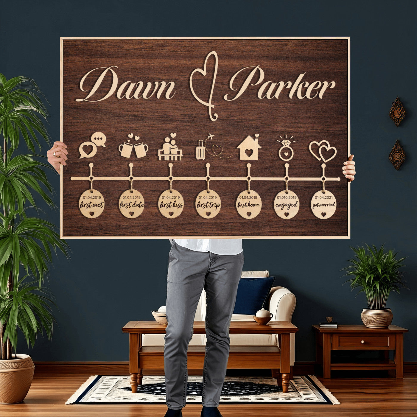 17885538-MGV-CV-36X24 - Wedding Guest Book Alternative Wall Art Canvas Print, Personalized Wedding Signature Poster, Custom Couple Photo Guestbook Canvas