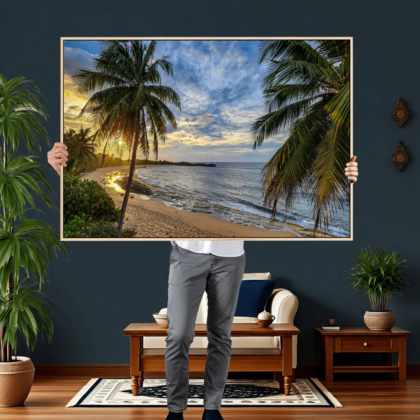 83399063-MGV-CV-36X24 - Puerto Rico Beach Paradise Wall Art – Tropical Coastal Print