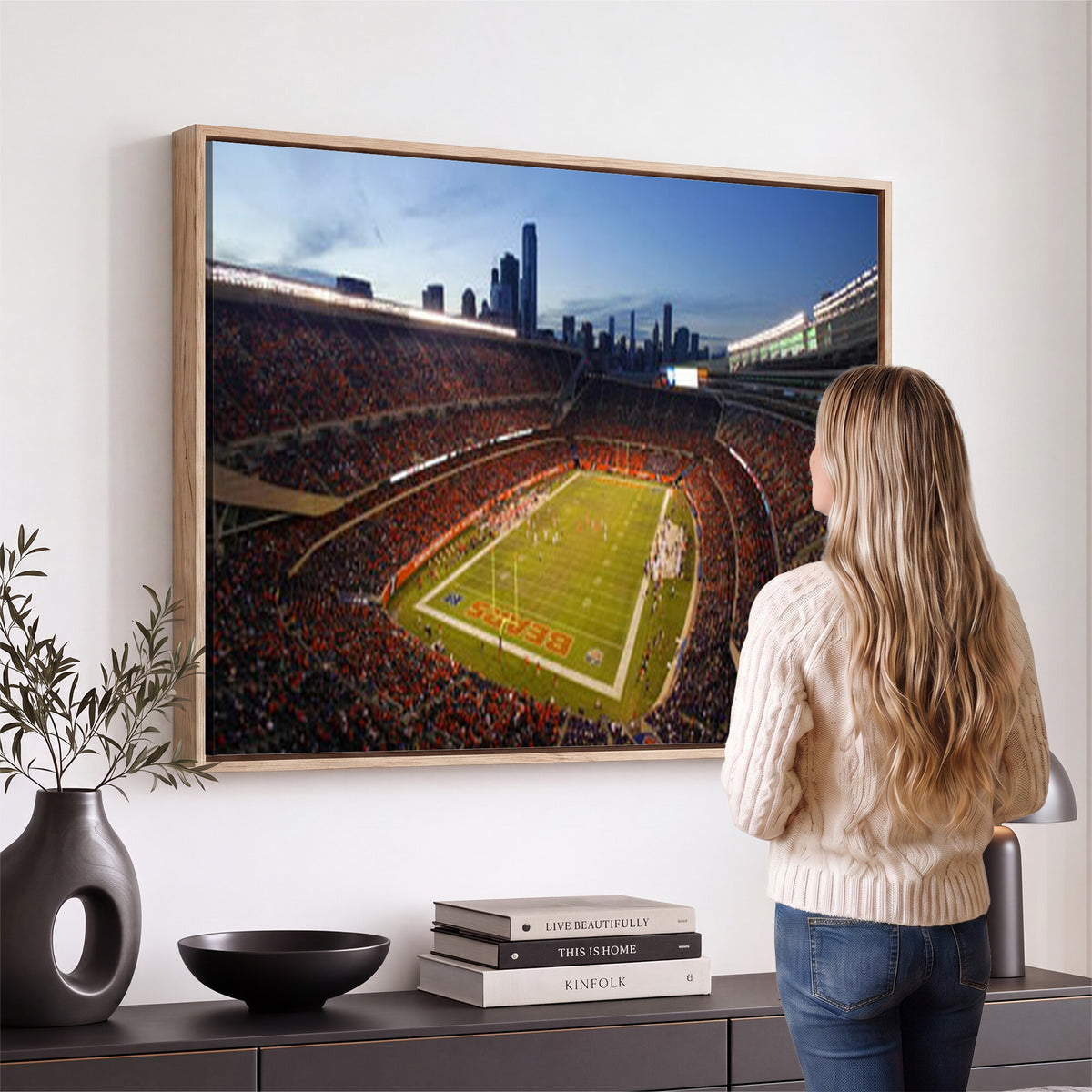 50691720-MGV-CV-36X24 - Chicago Bears Soldier Field Canvas Wall Art, NFL Stadium Panorama Print, Football Arena Photography for Sports Fans
