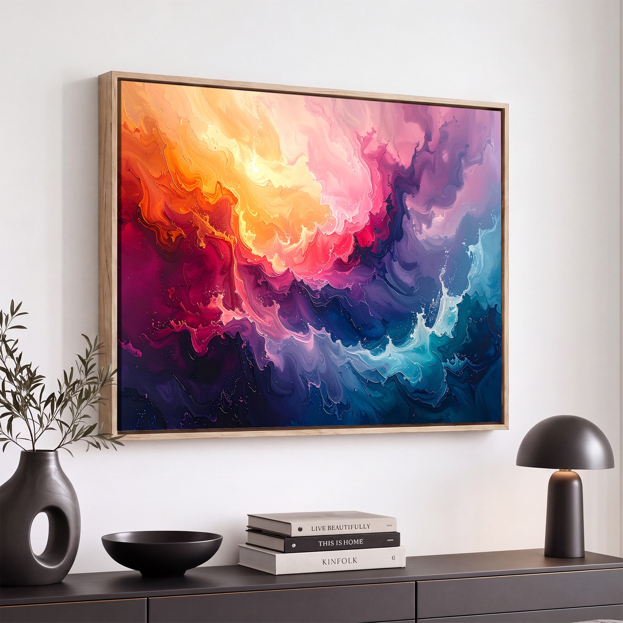 16157633-MGV-CV-36X24 - Large Colorful Abstract Canvas Wall Art Print, Vibrant Popup Color Art Print