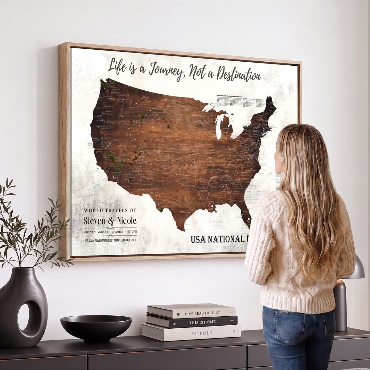24049800-MGV-CV-36X24 - Personalized USA National Park Push Pin Travel Map Canvas Print