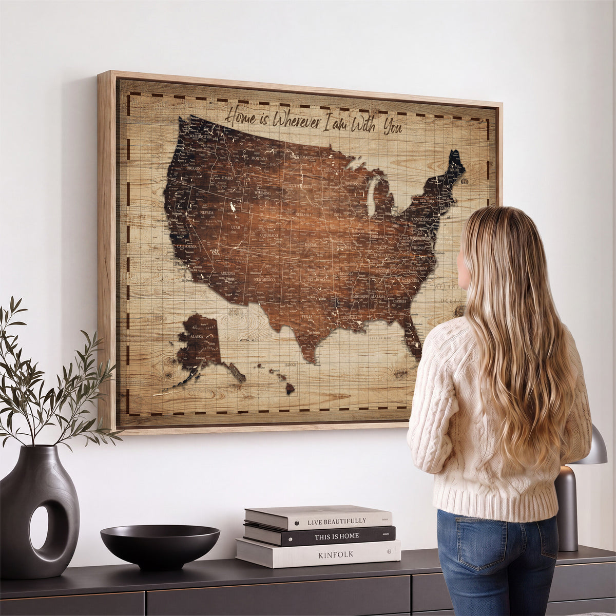 19102499U-MGV-CV-36X24 - Personalized USA Push Pin Travel Map Canvas for Adventure Wall Decor